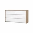 Tvilum Next Jackson Hickory/White High Gloss  6 Drawer Double Dresser