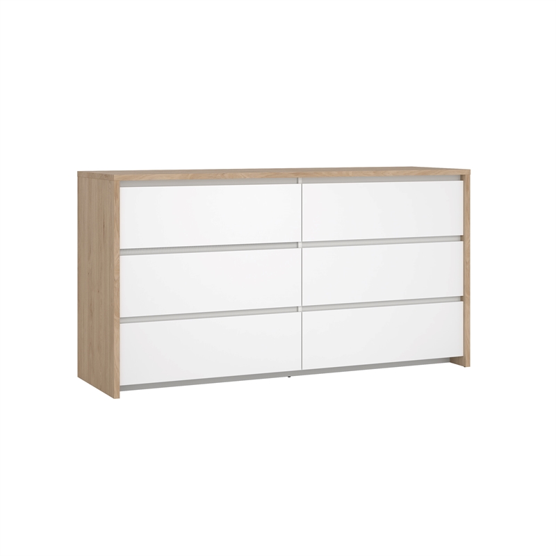 Tvilum Next Jackson Hickory/White High Gloss  6 Drawer Double Dresser