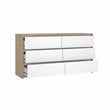 Tvilum Next Jackson Hickory/White High Gloss  6 Drawer Double Dresser