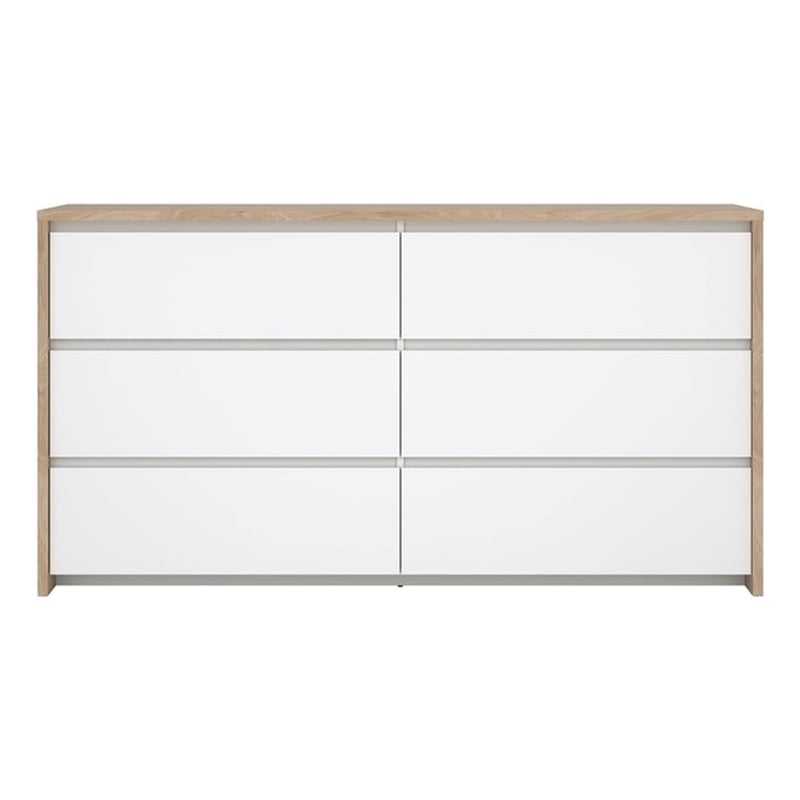Tvilum Next Jackson Hickory/White High Gloss  6 Drawer Double Dresser