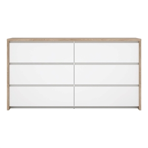Tvilum Next Jackson Hickory/White High Gloss  6 Drawer Double Dresser