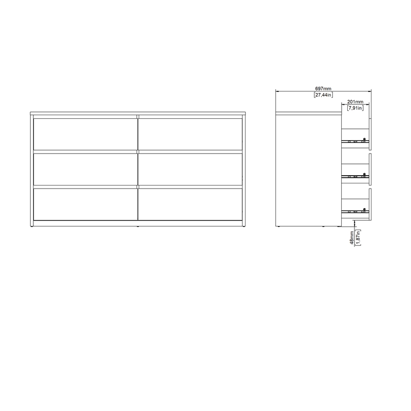 Tvilum Next White 6 Drawer Double Dresser