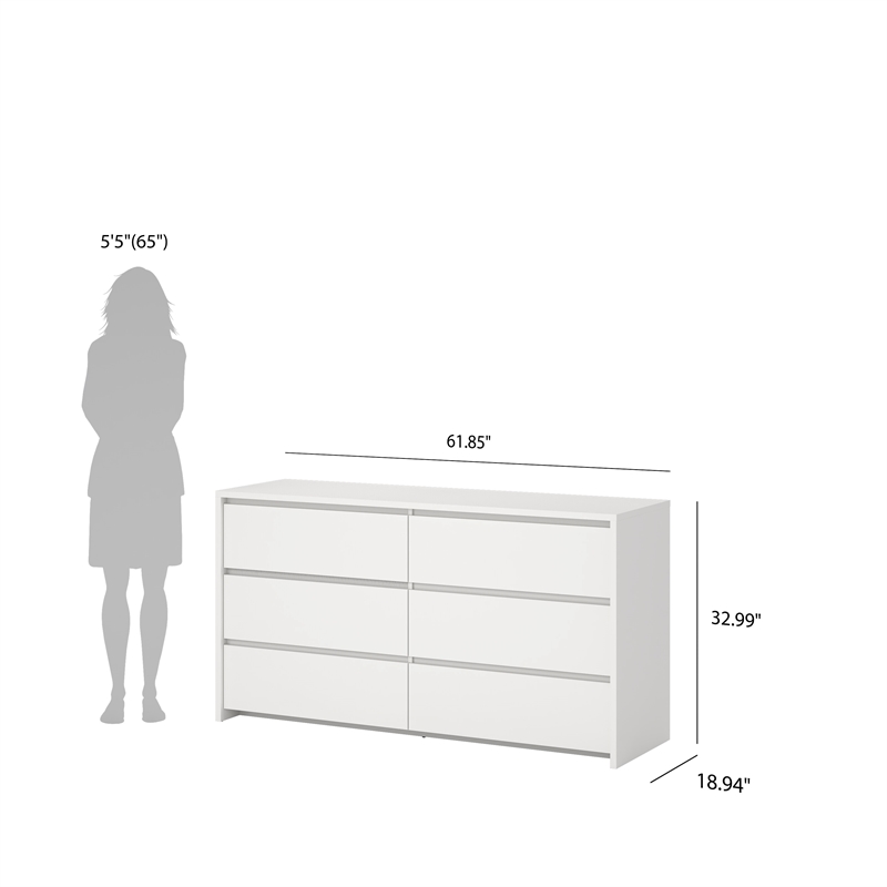 Tvilum Next White 6 Drawer Double Dresser