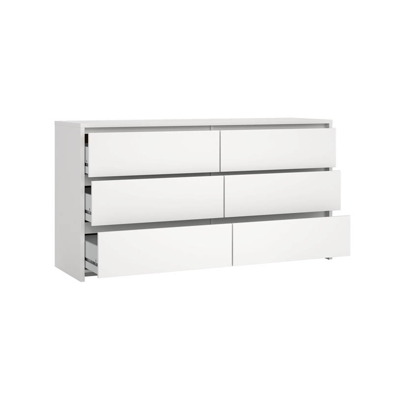 Tvilum Next White 6 Drawer Double Dresser