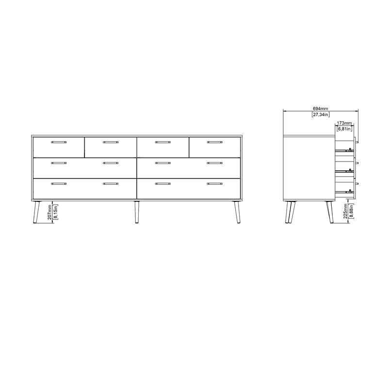 Tvilum Tone Mocha Oak 8 Drawer Double Dresser