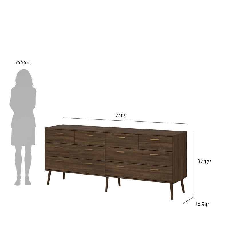 Tvilum Tone Mocha Oak 8 Drawer Double Dresser