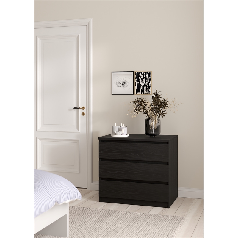 Tvilum Scottsdale Black Woodgrain 3 Drawer Chest