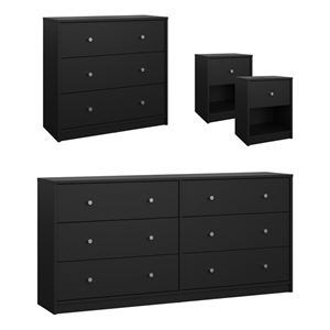 Tvilum Portland Black 4-Piece Bedroom Set