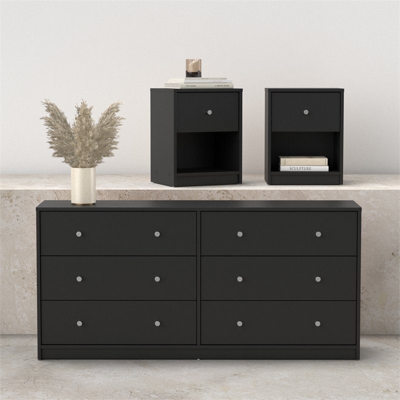 Tvilum Portland Black 3-Piece Bedroom Set