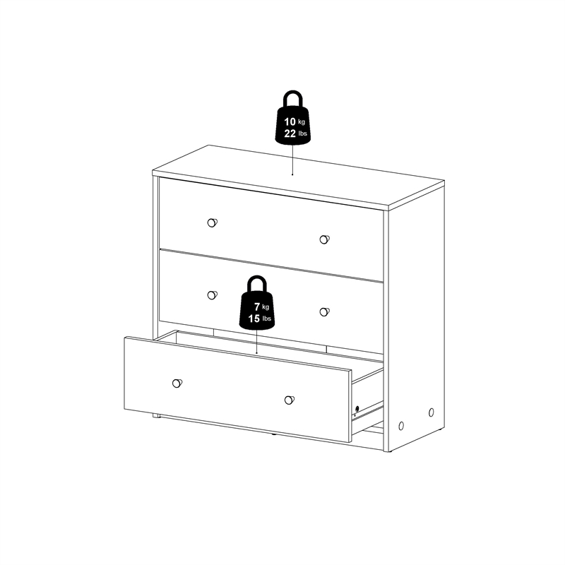 Tvilum Portland White 3-Piece Bedroom Set