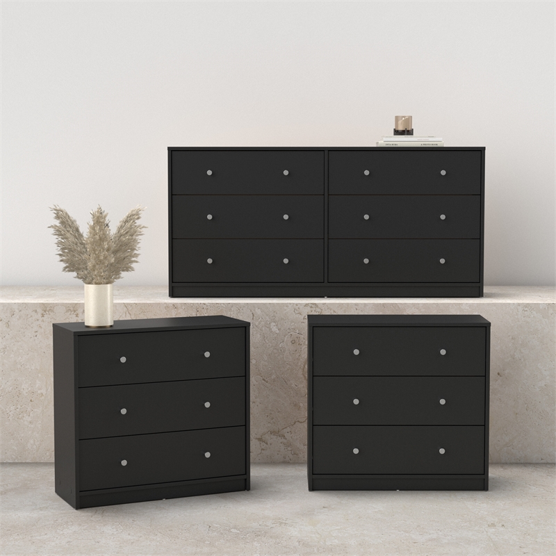 Tvilum Portland Black 3-Piece Bedroom Set