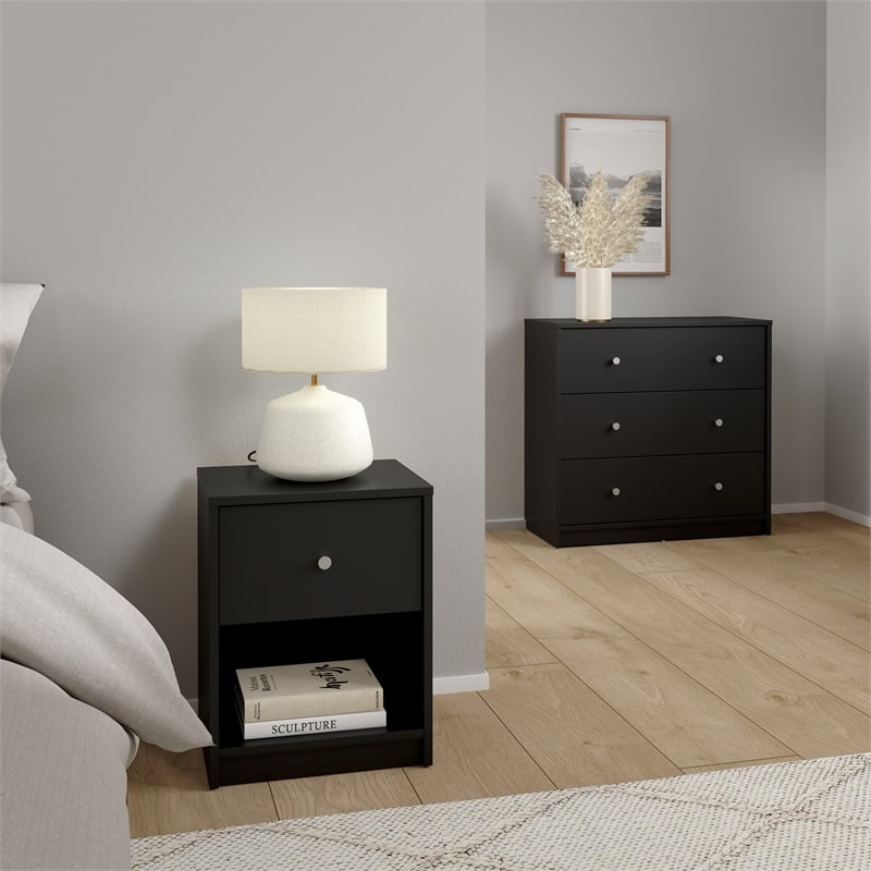 Tvilum Portland Black 2-Piece Bedroom Set - Nightstand And Chest