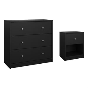 Tvilum Portland Black 2-Piece Bedroom Set - Nightstand And Chest