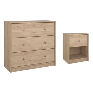 Tvilum Portland Jackson Hickory 2-Piece Bedroom Set - Nightstand And Chest
