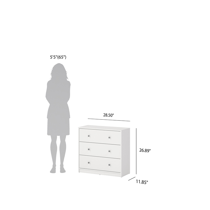 Tvilum Portland White 3-Piece Bedroom Set - Chest And Nightstand Set Of 2