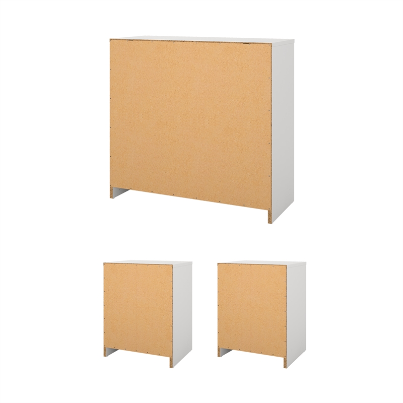 Tvilum Portland White 3-Piece Bedroom Set - Chest And Nightstand Set Of 2