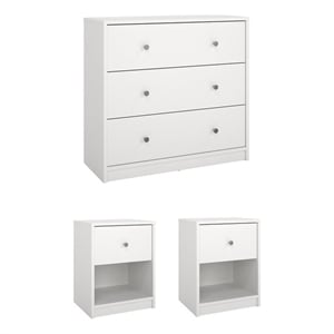 Tvilum Portland White 3-Piece Bedroom Set - Chest And Nightstand Set Of 2