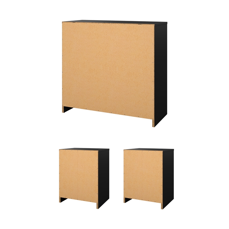 Tvilum Portland Black 3-Piece Bedroom Set - Chest And Nightstand Set Of 2
