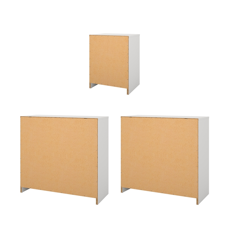 Tvilum Portland White 3-Piece Bedroom Set - Nightstand And Chest Set Of 2