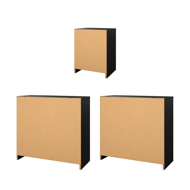 Tvilum Portland Black 3-Piece Bedroom Set - Nightstand And Chest Set Of 2