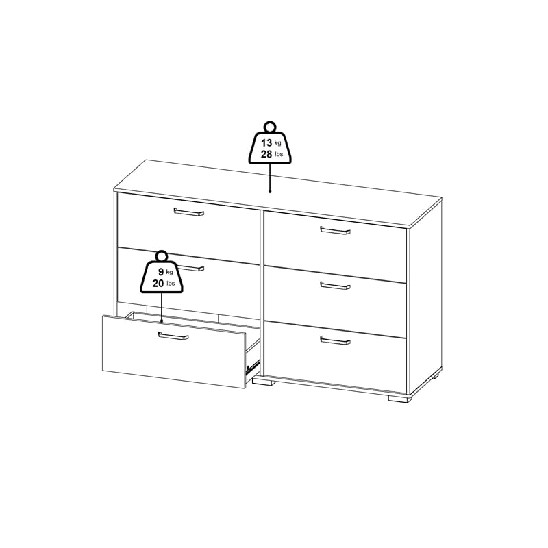 Tvilum  Sofia Jackson Hickory 6 Drawer Double Dresser