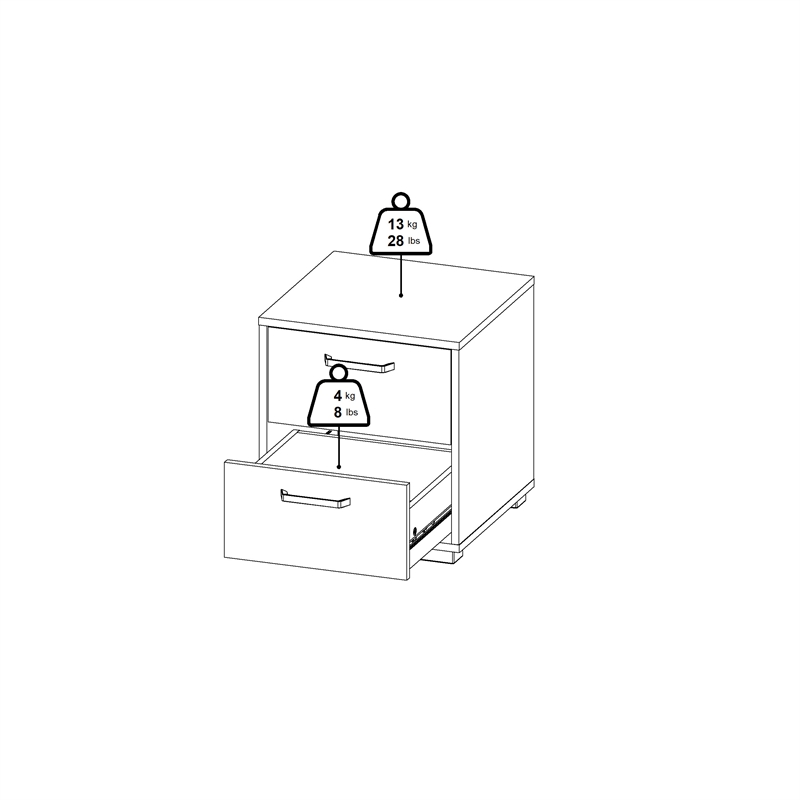 Tvilum  Sofia Jackson Hickory 2 Drawer Nightstand