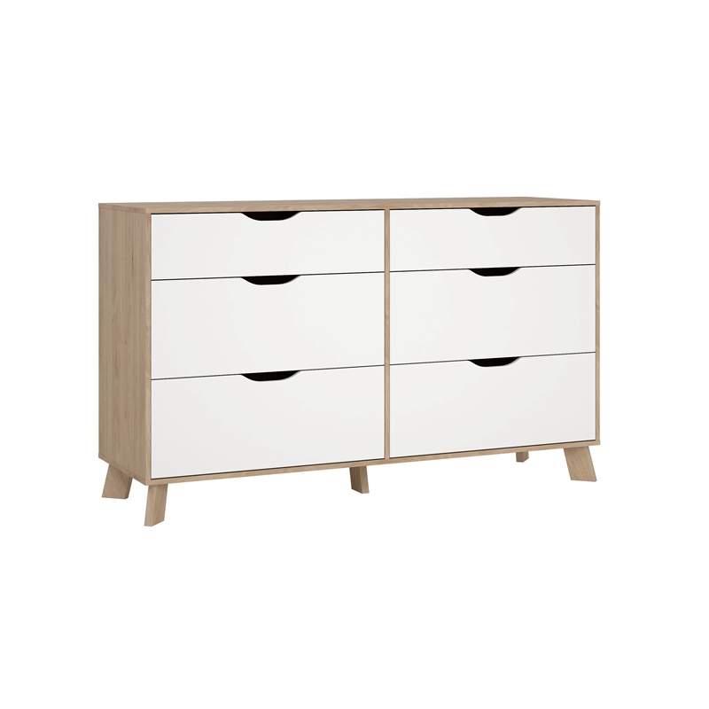 Tvilim Ikast Jackson Hickory/White 6 Drawer Double Dresser