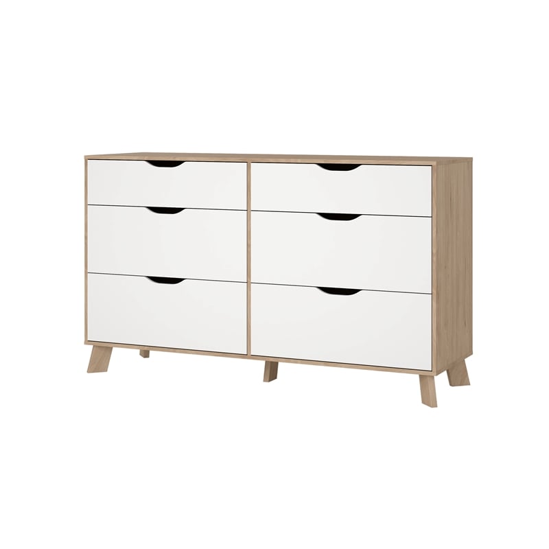 Tvilim Ikast Jackson Hickory/White 6 Drawer Double Dresser