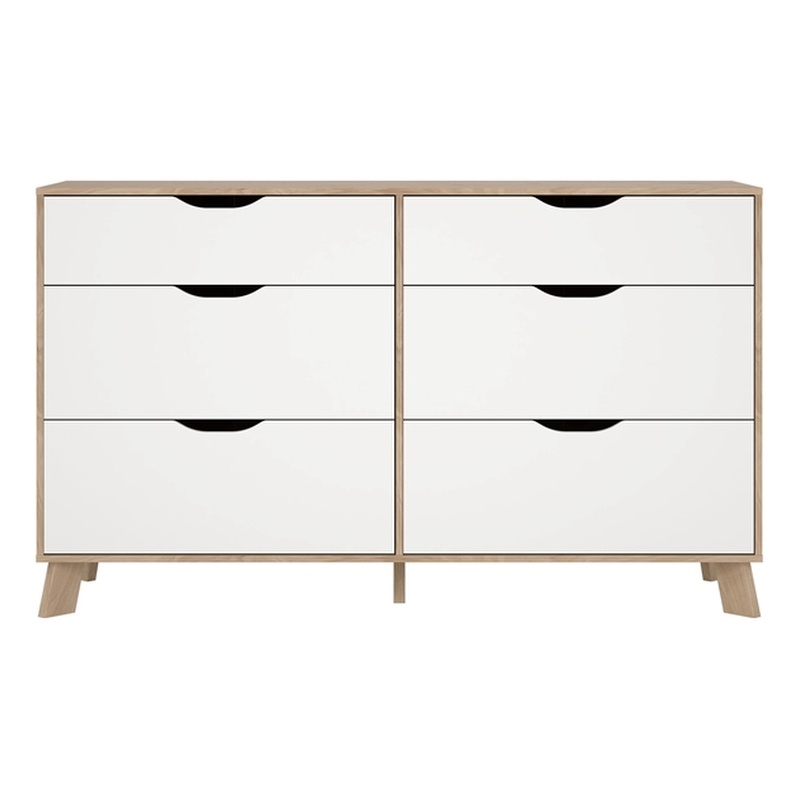 Tvilim Ikast Jackson Hickory/White 6 Drawer Double Dresser