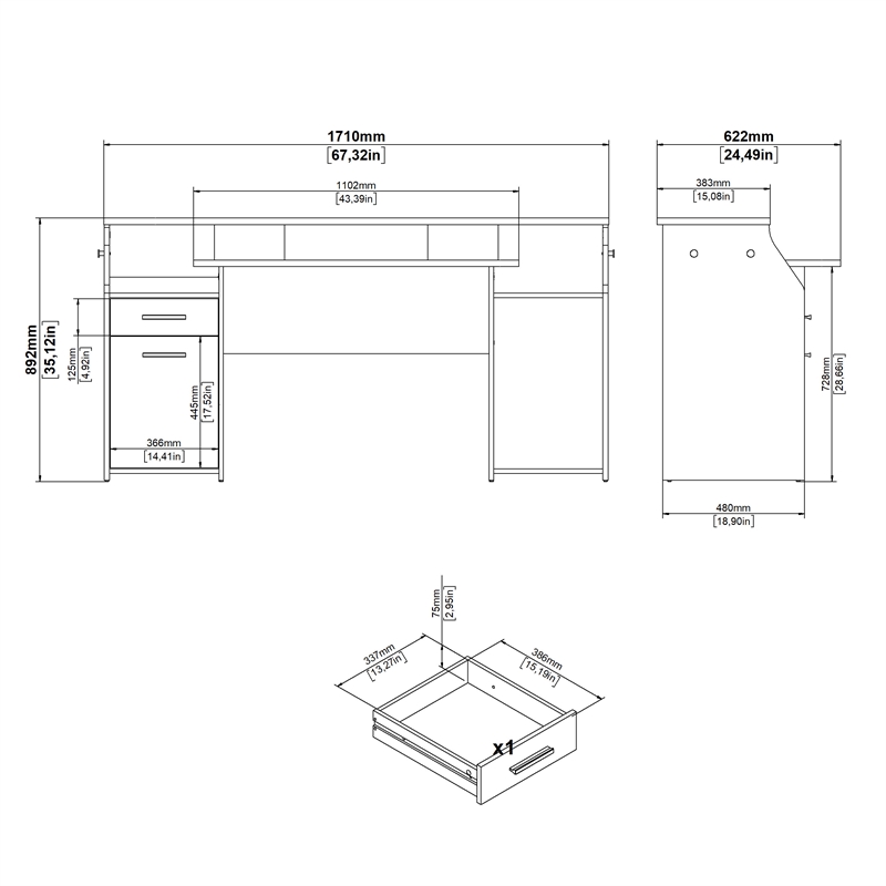 Tvilum Function Plus Matt Grey Gaming Desk