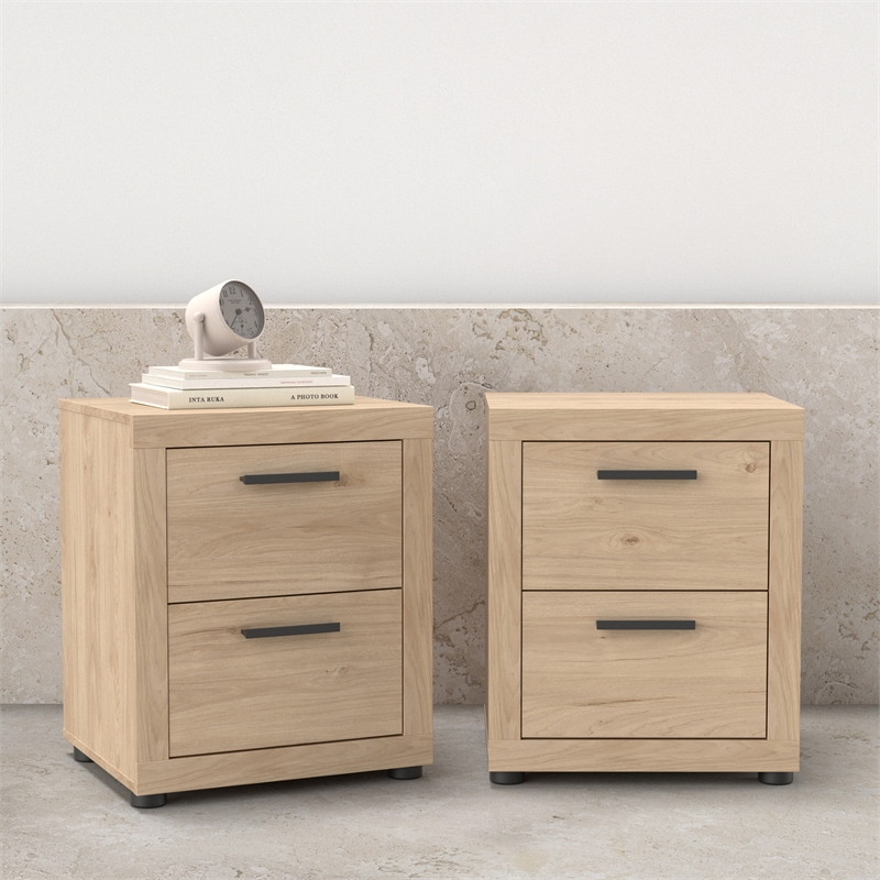 Tvilum Mira  Jackson Hickory 2 Drawer Nightstand - Set of 2