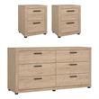 Tvilum Mira Jackson Hickory 6 Drawer Double Dresser + Nightstand Set Of  2