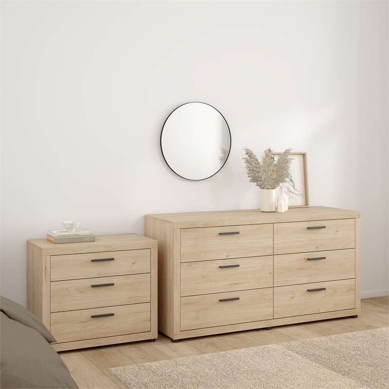 Tvilum Mira Jackson Hickory 2-Piece Bedroom Set-6 Drawer Double Dresser + Chest
