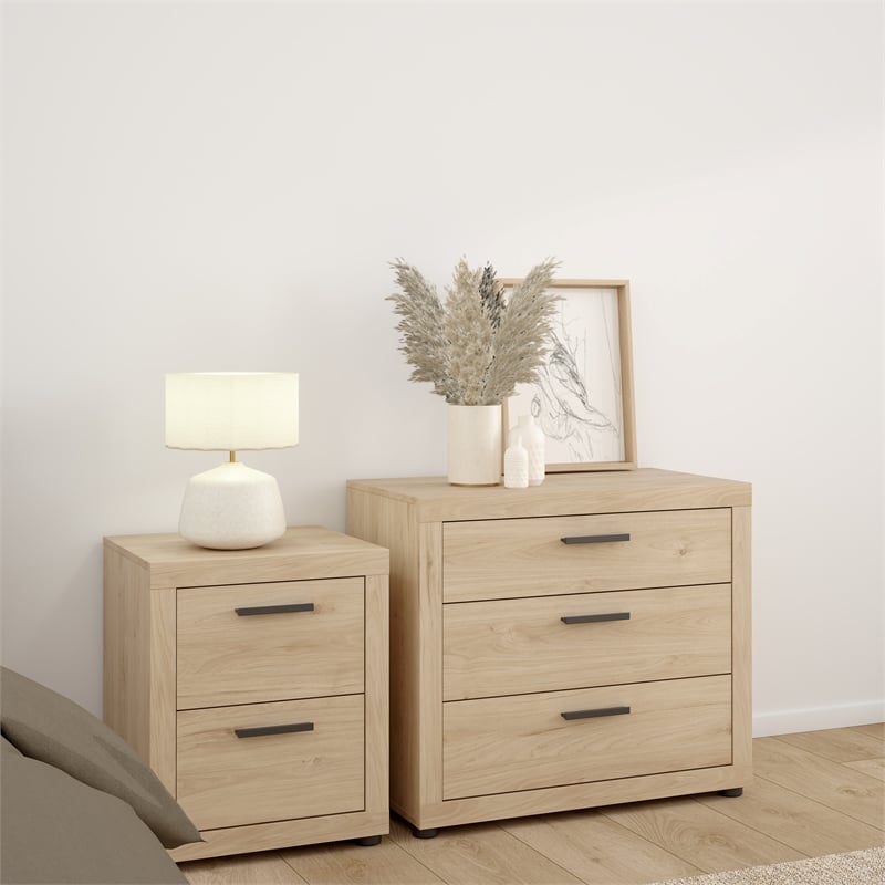 Tvilum Mira Jackson Hickory 3-Piece Bedroom Set - Chest And Nightstand Set Of 2