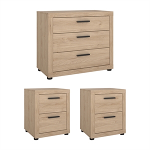 Tvilum Mira Jackson Hickory 3-Piece Bedroom Set - Chest And Nightstand Set Of 2