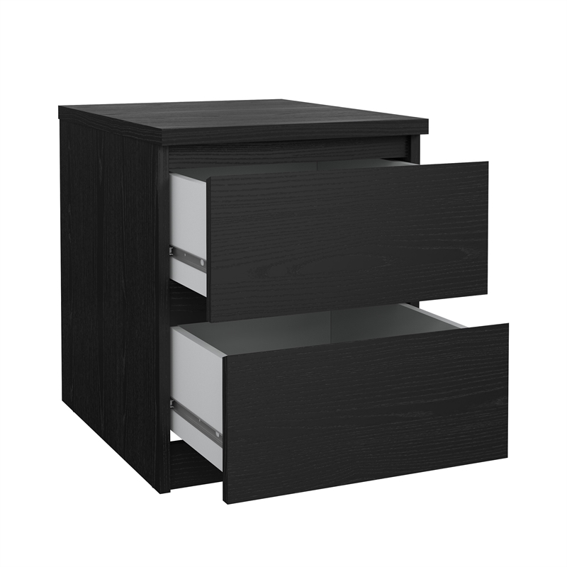 Tvilum Naia Black Woodgrain 2 Drawer Nightstand - Set of 2