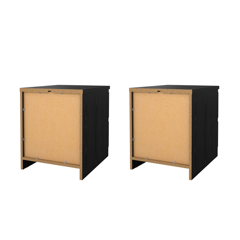 Tvilum Naia Black Woodgrain 2 Drawer Nightstand - Set of 2