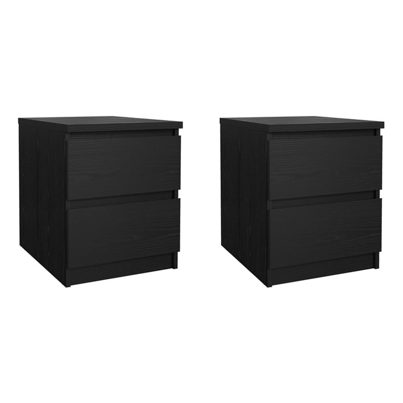 Tvilum Naia Black Woodgrain 2 Drawer Nightstand - Set of 2