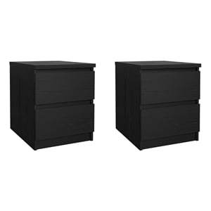 Tvilum Naia Black Woodgrain 2 Drawer Nightstand - Set of 2
