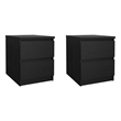 Tvilum Naia Black Woodgrain 2 Drawer Nightstand - Set of 2