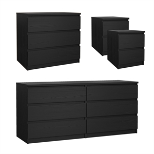 Tvilum Naia Black Woodgrain 4-Piece Bedroom Set