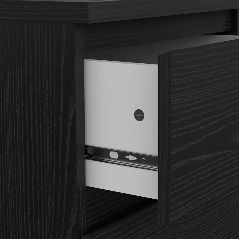 Tvilum Naia Black Woodgrain 3-Piece Bedroom Set- 6 Drawer Double Dresser & Nightstand Set Of 2