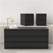 Tvilum Naia Black Woodgrain 3-Piece Bedroom Set- 6 Drawer Double Dresser & Nightstand Set Of 2