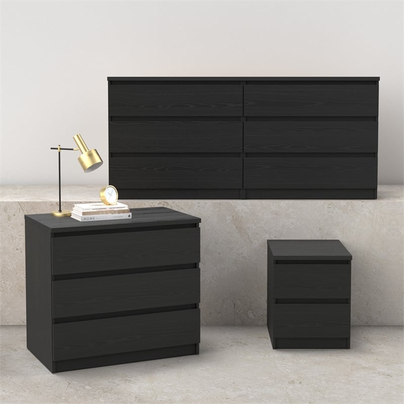 Tvilum Naia Black Woodgrain 3-Piece Bedroom Set