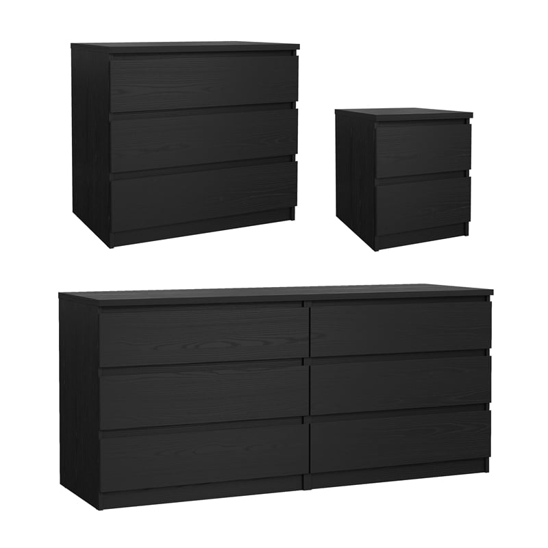Tvilum Naia Black Woodgrain 3-Piece Bedroom Set