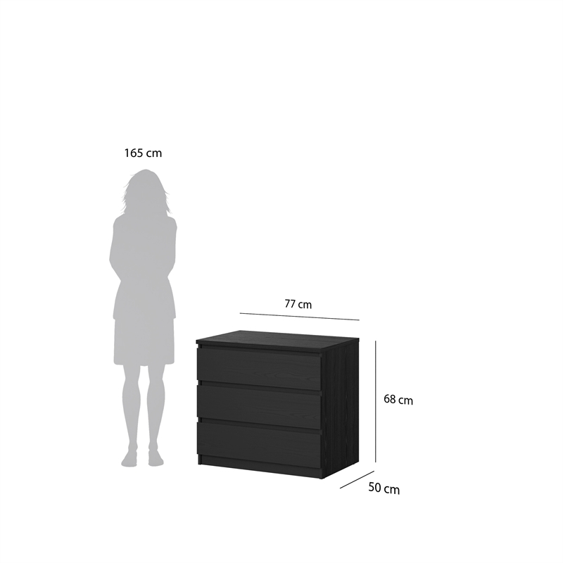 Tvilum Naia Black Woodgrain 3-Piece Bedroom Set - Chest And Nightstand Set Of 2