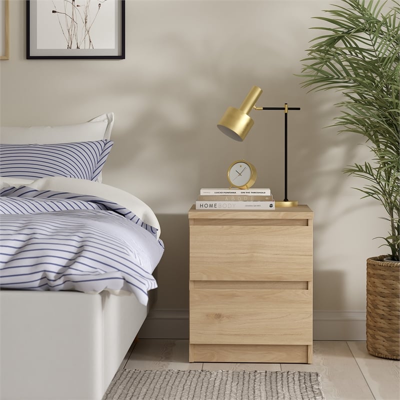 Tvilum Naia Jackson Hickory 2 Drawer Nightstand - Set of 2