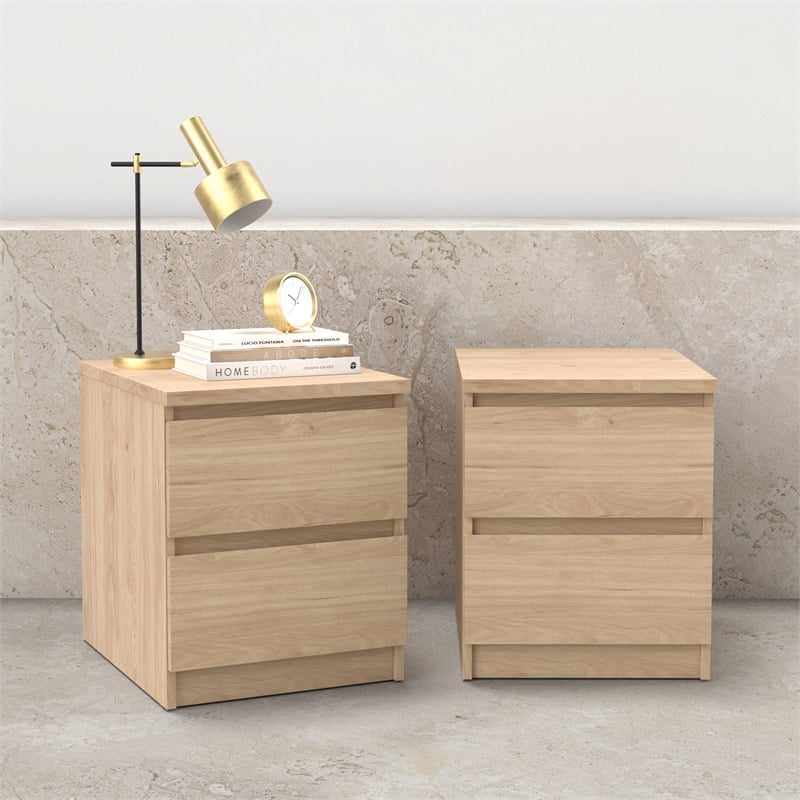 Tvilum Naia Jackson Hickory 2 Drawer Nightstand - Set of 2