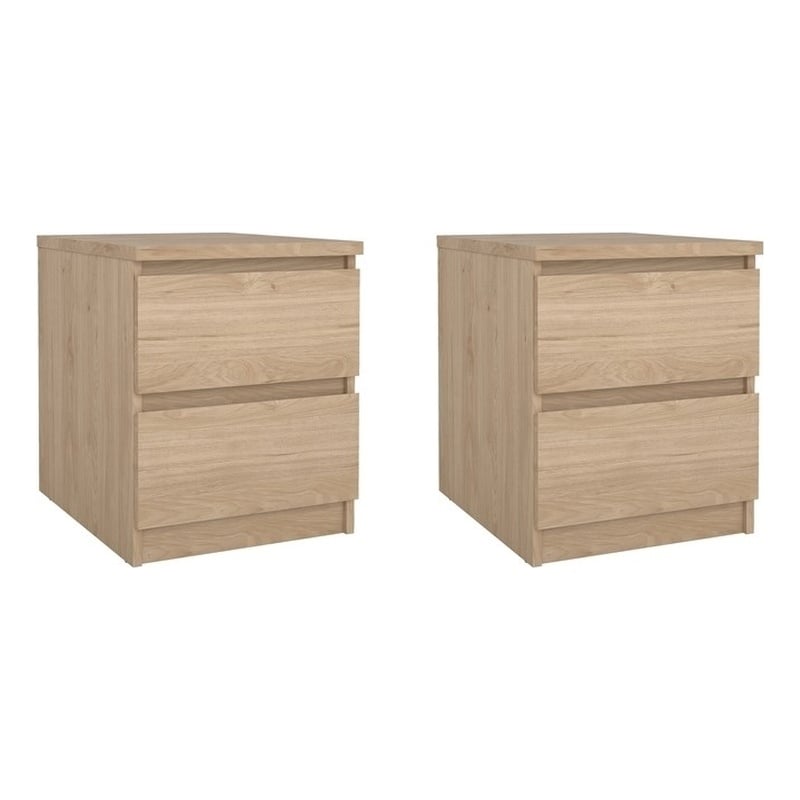 Tvilum Naia Jackson Hickory 2 Drawer Nightstand - Set of 2