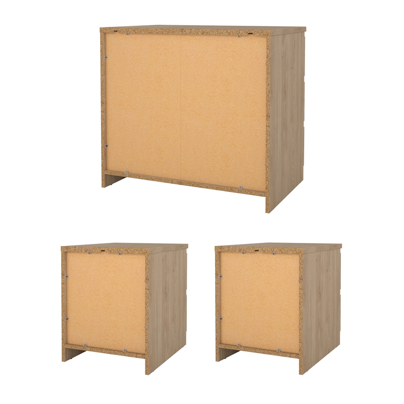 Tvilum Naia Jackson Hickory 3-Piece Bedroom Set - Chest And Nightstand Set Of 2